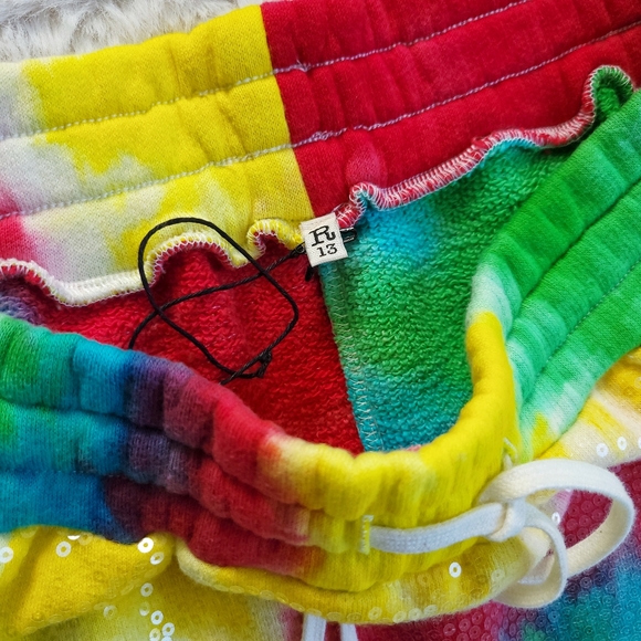 R13 Sequin Tie Dye Sweat Jadper Long Sweat Shorts Unisex - Picture 4 of 12